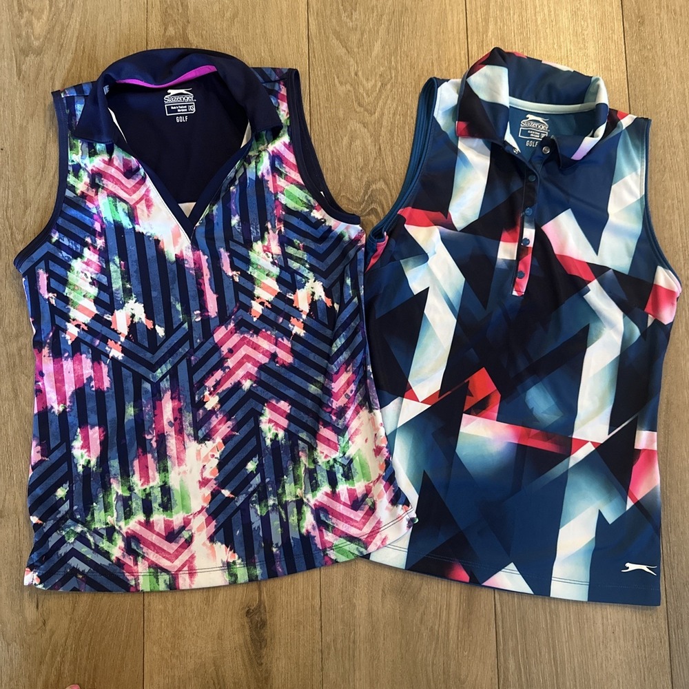 Slazenger Golf Women's Sleeveless Tops Lot -2 Size XS Multi Color Geometric Logo
